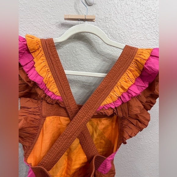 Anthropologie Love the Label Ruffled Colorblocked Midi Dress Size XS - Picture 8 of 14